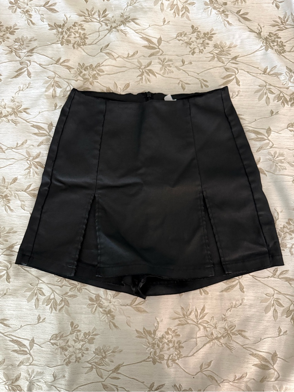 Black Mini Skirt with Front Slits